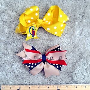 Set of 2 School-Themed Polka Dot Hair Bows